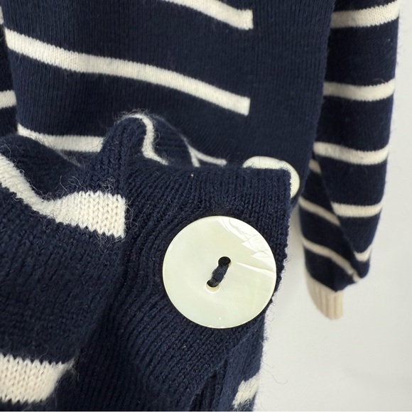 Liz Claiborne Women`s Navy & Ivory Striped Lambswool Mock Neck Sweater Tunic M - Picture 6 of 7